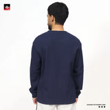 WAFFLE KNIT TEXTURED NAVY SWEATSHIRT
