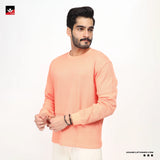 TEXTURED WAFFLE KNIT PEACH SWEATSHIRT