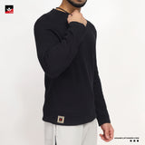 TEXTURED BLACK THERMAL SWEATSHIRT