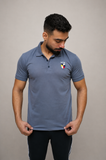 Grey polo shirt for men front view casual cotton ADAM Clothing