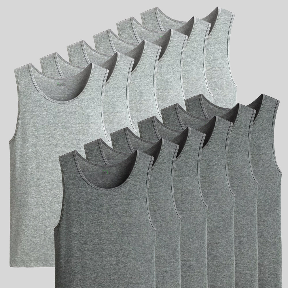 Men's 12 pack cotton vests in grey and charcoal, sleeveless innerwear — Vest