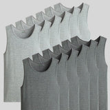 Men's 12 pack cotton vests in grey and charcoal, sleeveless innerwear — Vest