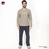 TEXTURED WAFFLE KNIT EMBROIDED SWEATSHIRT