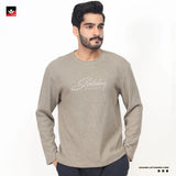 TEXTURED WAFFLE KNIT EMBROIDED SWEATSHIRT