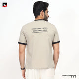 CONTRAST RIB KHAKI TEE SHIRT