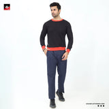 CONTRAST RIB BLACK SWEATSHIRT