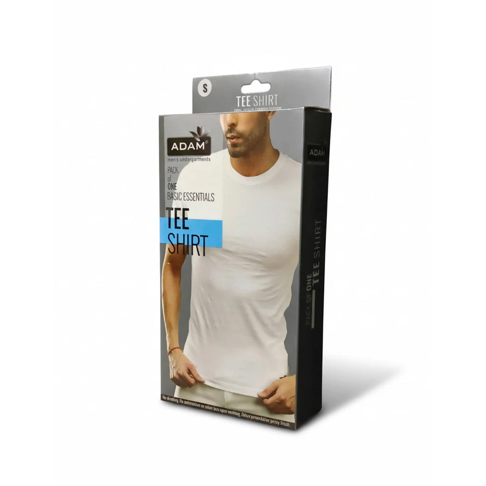 Men's White Basic Inner Round Neck Tee - Retail Packaging Product Box Shot