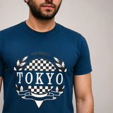 ADAM royal blue t shirt for men front view soft cotton casual wear