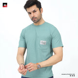 WAFFLE KNIT TEXTURED GREEN TEE SHIRT