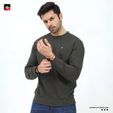MEN OLIVE PLAIN SWEATSHIRT