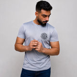 Grey Graphic t shirt for men front view soft cotton ADAM