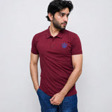 Maroon embroidery polo shirt for men front view ADAM Clothing