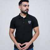 Black embroidery polo shirt for men, front view, soft cotton fit – ADAM Clothing2