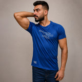Blue t shirt for men in soft poly mesh fabric – front view
