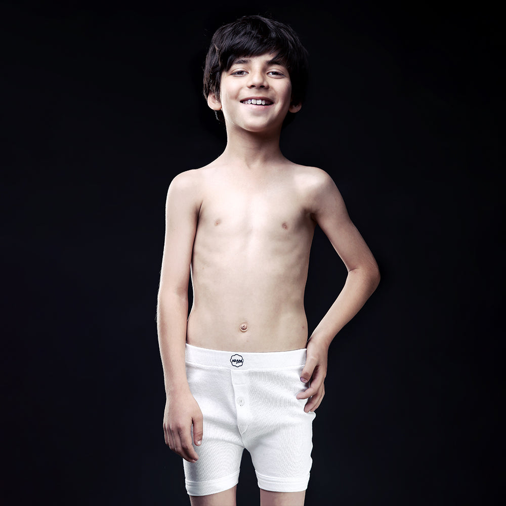 Boys' White Boxer Shorts - Front View