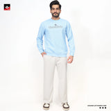 TEXTURED WAFFLE KNIT SKY SWEATSHIRT