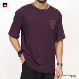WAFFLE KNIT TEXTURED GRAPHIC TEE SHIRT
