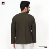 TEXTURED WAFFLE KNIT OLIVE SWEATSHIRT