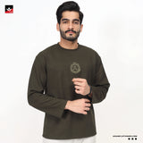 TEXTURED WAFFLE KNIT OLIVE SWEATSHIRT