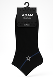 ADAM brand men's black ankle socks on hanger, white background, product packaging shot