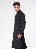 Men's black shalwar suit side view – relaxed structured fit – affordable menswear Pakistan