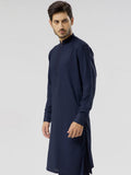 Navy Blue Kurta Shalwar For Men - Side Pose