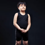 Boys' Black Casual Vest And Shorts Set - Front Standing Pose