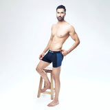 Men's Two-Tone Boxer Shorts - Navy & Blue Front View