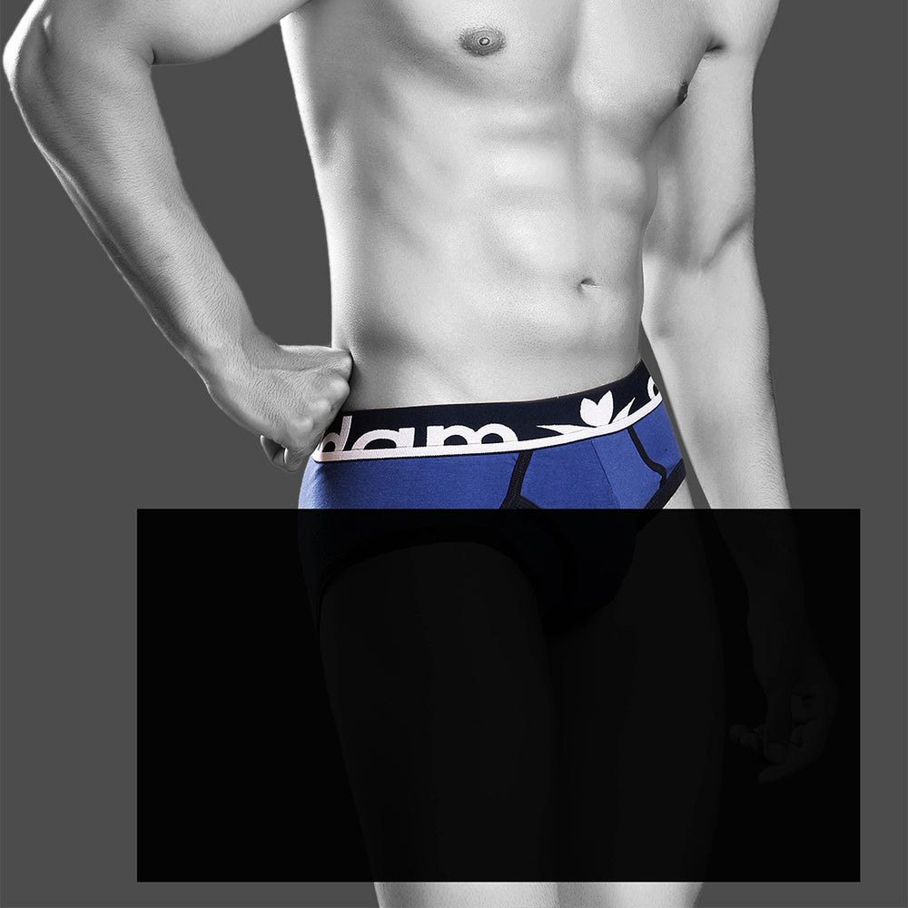 Men's Blue Contemporary Brief Underwear - Front View Model Shot