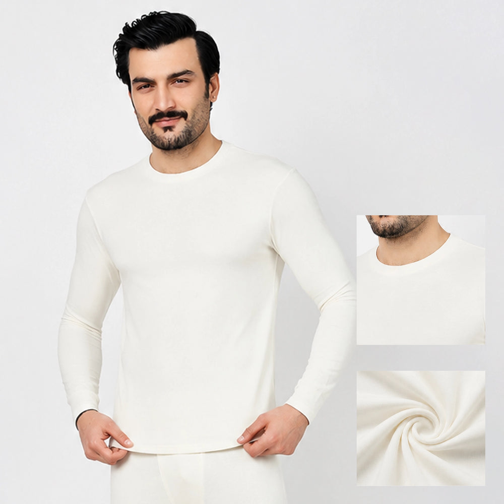 Men's thermal shirt Pakistan – natural color, front view on model