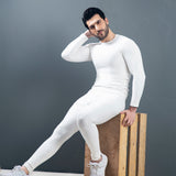 White Warmer Suit For Men - Front Seated View