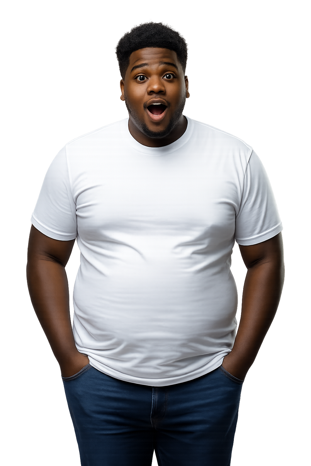 XXXXL Round Neck Tee for men in white, front view – soft combed cotton