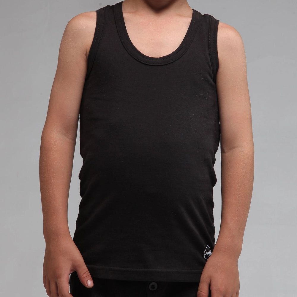 Boys' Black Ribbed Casual Vest - Product Front View