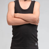 Boys' Black Casual Vest - Arms Crossed Front Product Shot