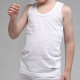 Boys' White Ribbed Casual Vest - Product Front View