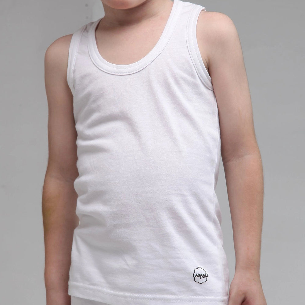 White Casual Vest For Boys - Front Standing Full Body Pose