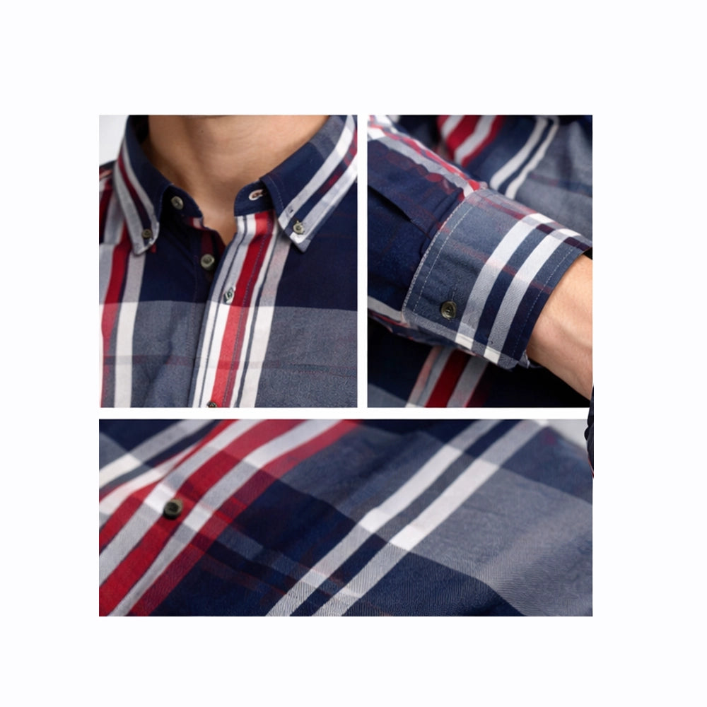 Checked shirt fabric close-up