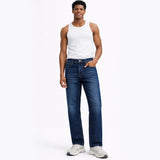 Men's Blue Relaxed Fit Denim Jeans - Front View