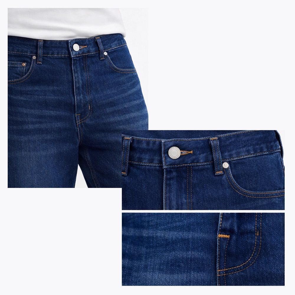 Men's Blue Denim Jeans - Pocket & Stitch Detail