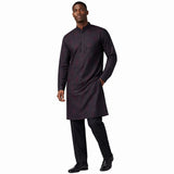 Men's dark maroon kurta, front view