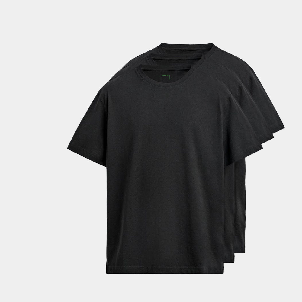 ADAM Clothing black round neck inner tee pack of 3 — combed cotton basic tee Pakistan