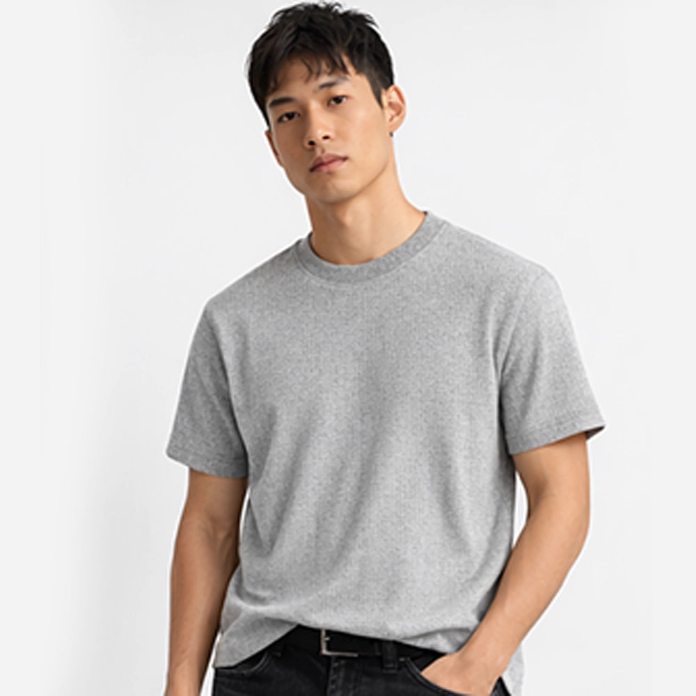 Men's grey t-shirt, model wearing front pose