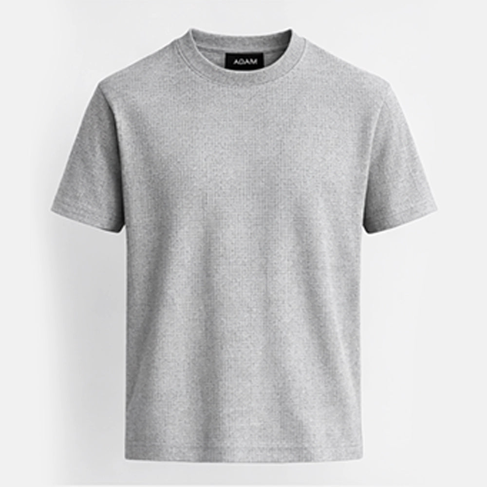 Men's grey crew neck t-shirt, front view