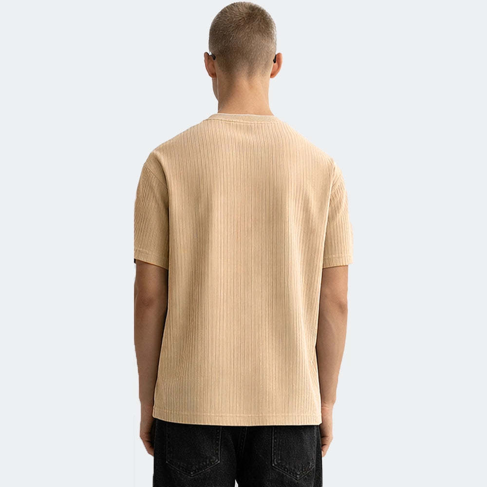 Men's beige t-shirt, back view