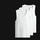 Men's White Classic Ribbed Vest 3-Pack - Stacked Product Shot On