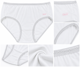 White brief for women, close-up of breathable cotton fabric