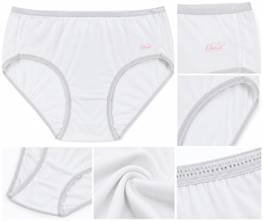 Women's cotton underwear white color, smooth no-show finish