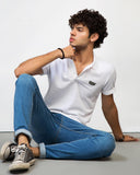 SLUB PIQUE BADGE WHITE POLO MEN, Polo, POLO SHIRT, SUMMER 2021 - Adam Clothing