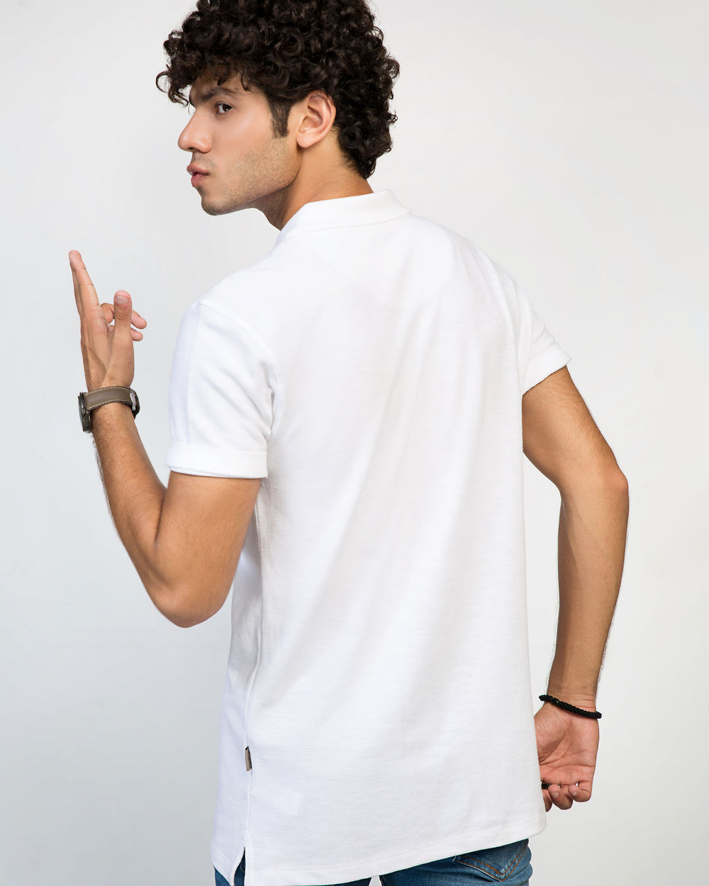SLUB PIQUE BADGE WHITE POLO MEN, Polo, POLO SHIRT, SUMMER 2021 - Adam Clothing
