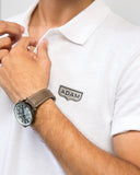 SLUB PIQUE BADGE WHITE POLO MEN, Polo, POLO SHIRT, SUMMER 2021 - Adam Clothing